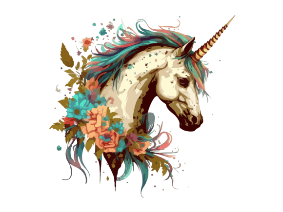 Download Watercolor Floral Unicorn Vector Clipart - Unicorn vector Collection