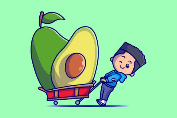 Download Cute Boy with Avocado Cartoon - Cartoon Collection