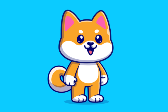 Download Cute Shiba Inu Dog Standing Cartoon - Cartoon Collection