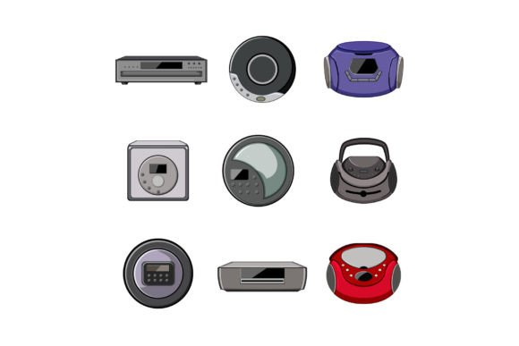 Download Cd Player Set Cartoon Vector - Cartoon Collection