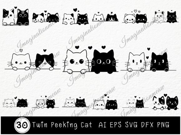 Download Twin Peeking Cat Cartoon Bundle Svg - Cartoon Collection