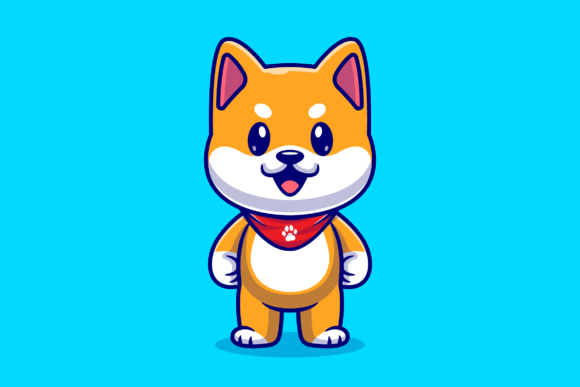 Download Cute Shiba Inu Dog Standing Cartoon - Cartoon Collection