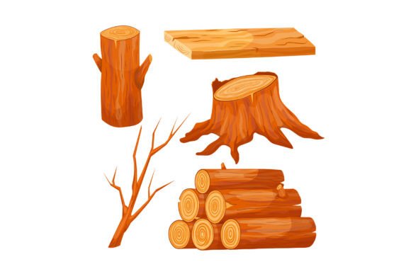 Download Wood Log Set Cartoon Vector Illustration - Cartoon Collection